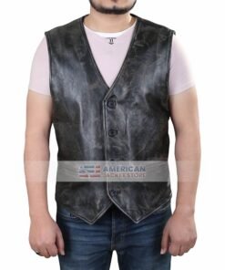 Jason Momoa Vintage Cowboy Style Leather Vest