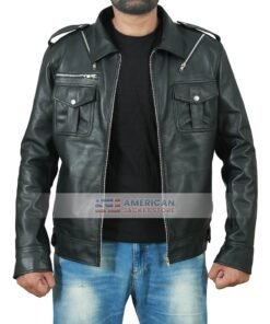 Bono Vox Double Pocket Zipper Stylish Biker Leather Jacket