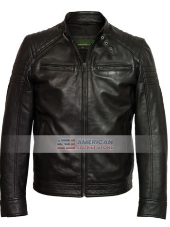 Black Motorcycle Quilted Leather Jacket