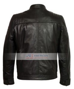 Mens Black Motorcycle Quilted Leather Jacket