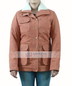 Brown Cotton With Shearling Collar Women