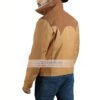 Men Winter Shearling Real Brown Leather Jacket