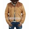 Men Winter Shearling Real Distressed Brown Leather Jacket
