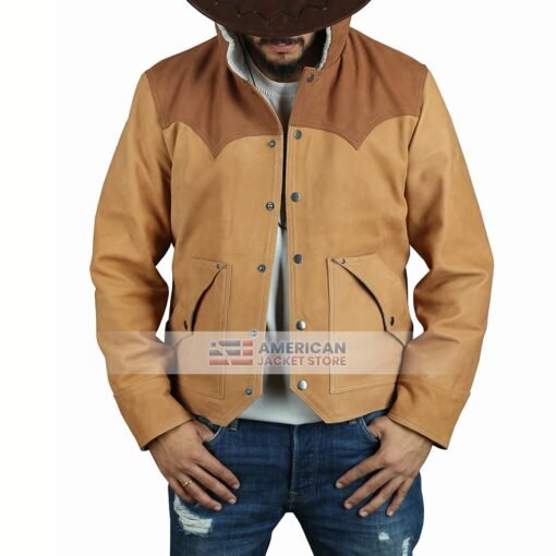 Men Winter Shearling Real Distressed Brown Leather Jacket