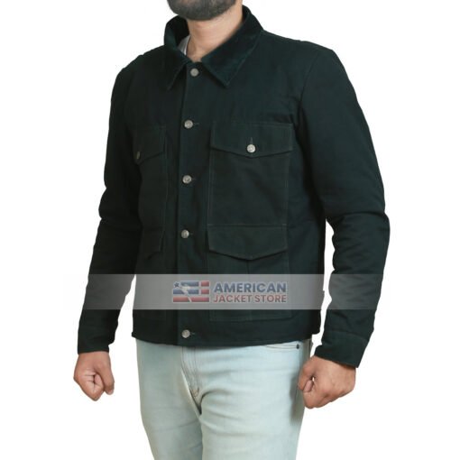 Black Cotton Jacket For Men