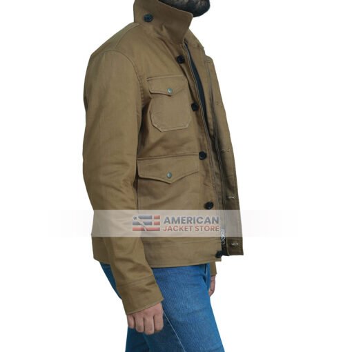 Men's Brown Shirt Collar Cotton Jacket