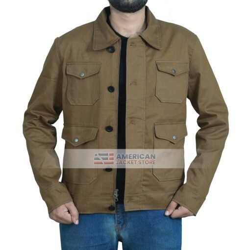 Men's Brown Cotton Jacket - Image 2