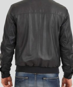 Standing Collar Leather Jacket for Men's