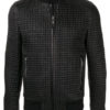 Men's Textured Black Bomber Leather Jacket