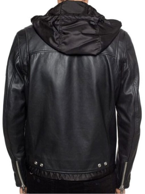 Leather Hooded Men's Biker Jacket