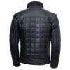 Black Trimmed Quilted Leather Jacket