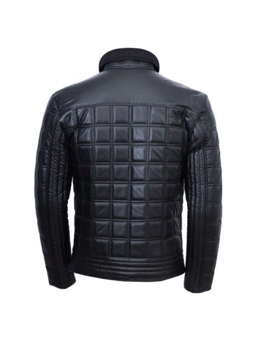 Black Trimmed Quilted Leather Jacket