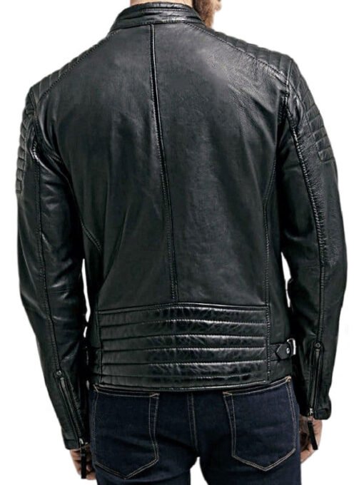 Men's Black Leather Biker Jacket