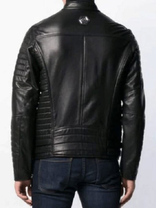 Padded Sleeves Men's Biker Leather Jacket