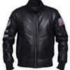 American Men Black Leather Bomber Jacket