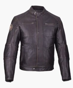 Men's Brown Leather Biker Jacket