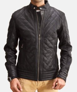 Men's Quilted Jacket with Snap Tab Collar