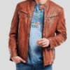 Men's Brown Biker Leather Jacket