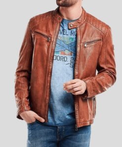 Men's Brown Biker Leather Jacket