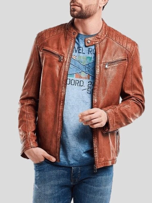 Men's Brown Biker Leather Jacket