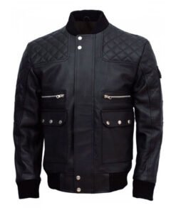 Work Wear Men's Black Leather Jacket