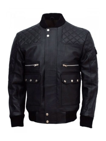 Work Wear Men's Black Leather Jacket