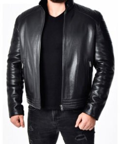 Men's Fitted Black Leather Jacket
