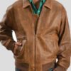 Men's Distressed Leather Bomber Jacket