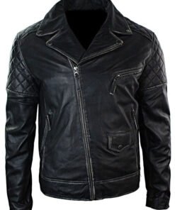 Distressed Motorcycle Leather Jacket For men