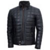 Trimmed Quilted Leather Jacket for Men