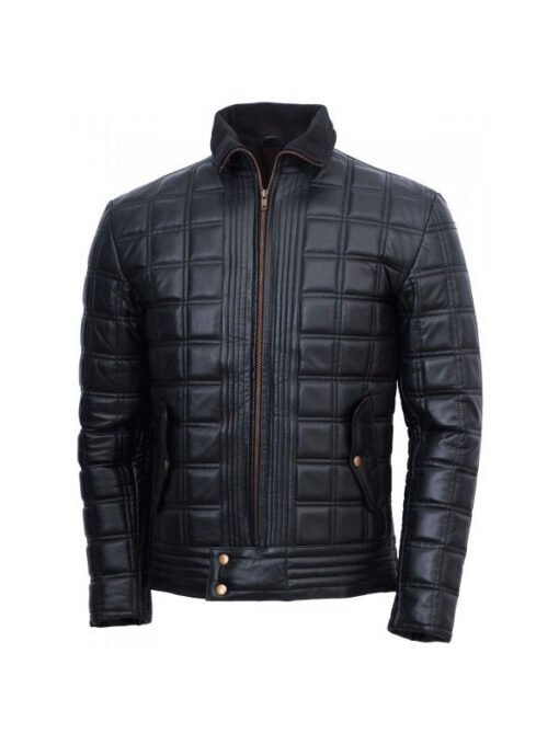 Trimmed Quilted Leather Jacket for Men