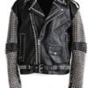 Punk Studded Black Leather Jacket for Men