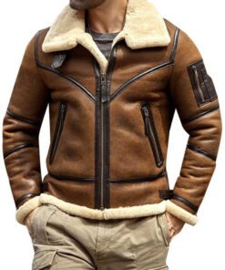 Aviator Brown Leather Jacket For Men