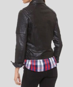 Black Leather Biker Jacket For Women