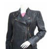 Women's Black Leather Biker Jacket