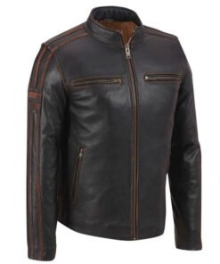 Black Biker Leather Jacket For Men