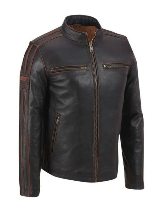 Black Biker Leather Jacket For Men