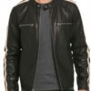 Black Leather Biker Jacket For Men