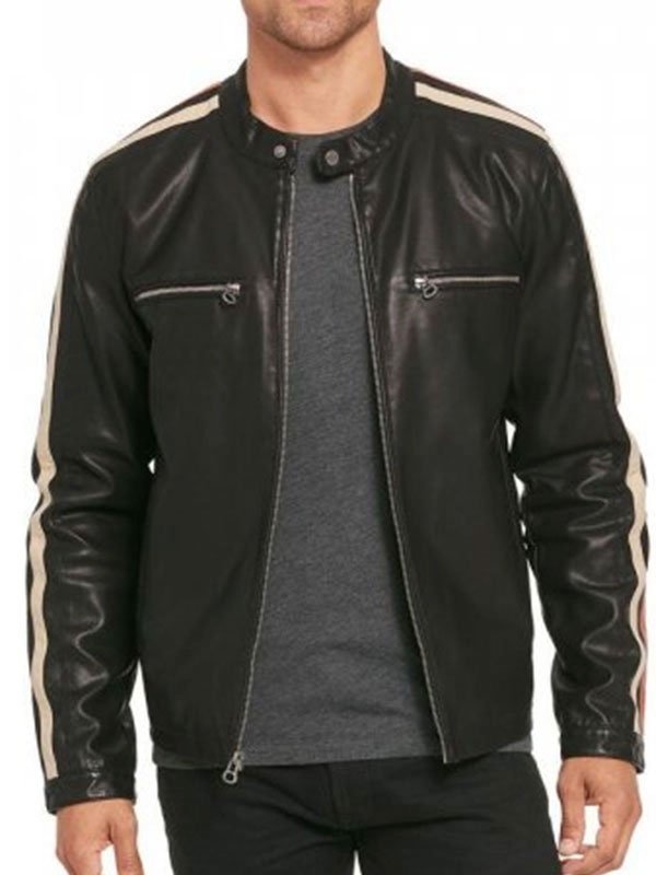 Black Leather Biker Jacket For Men