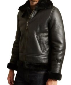 Men's B-3 Black Leather Bomber Jacket