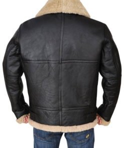 Men'sBlack Leather Bomber Jacket