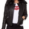 Women's Black Leather Moto Jacket