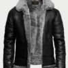 Black Leather Bomber Jacket For Men