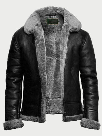 Black Leather Bomber Jacket For Men