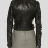 Black Cropped Biker Leather Jacket