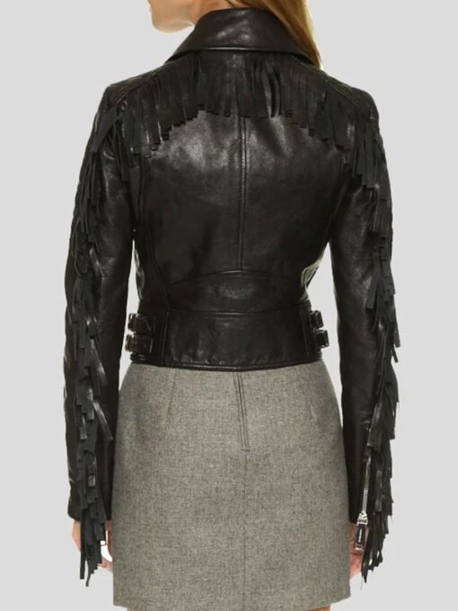 Black Cropped Biker Leather Jacket