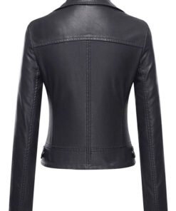 Women's Black Leather Motocycle Jacket
