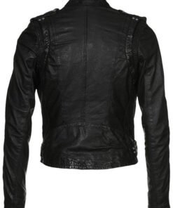 Women's Black Leather Motorcycle Jacket