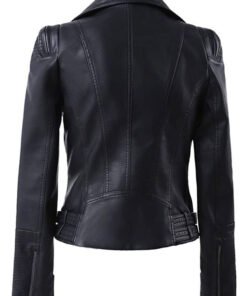 Black Leather Biker Jacket For Women
