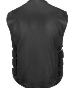 Men's Black Leather Vest